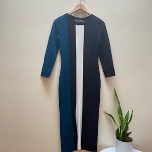 I.N.C Women’s Maxi Dress in Black White Blue Strips Small
